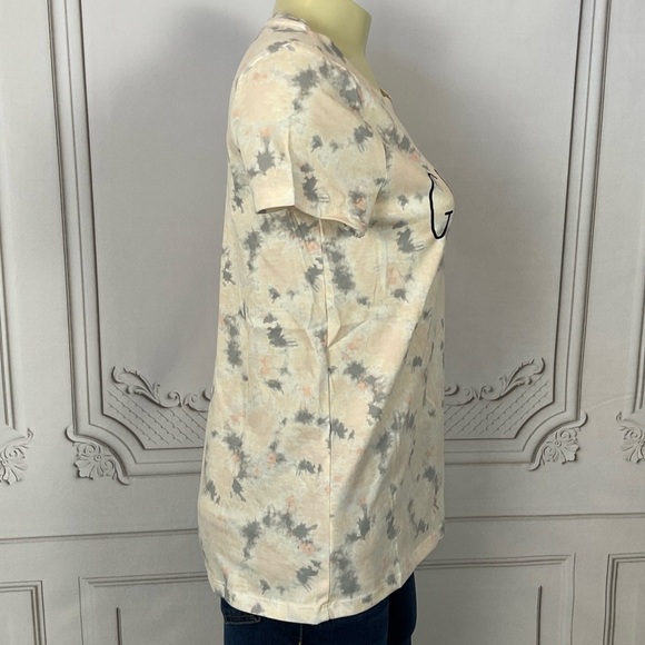 Rae Dunn (Artist) Grateful Pink & Grey Tie Dye Short Sleeve Shirt NWT XS - Picture 3 of 4